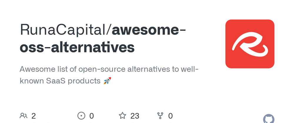Cover image for 100 open-source startups developing alternatives to well-known SaaS